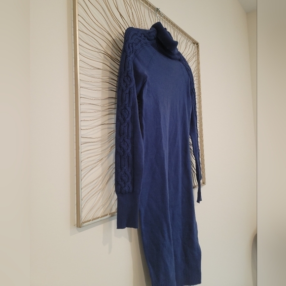 Victoria's Secret Moda International Blue Turtleneck Cable Knit Sweater Dress - Picture 7 of 11